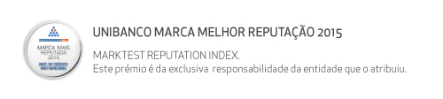 Unibanco Marca Melhor Reputação 2015 | Marktest Reputation Index. Este prémio é da exclusiva responsabilidade da entidade que o atribuiu.
