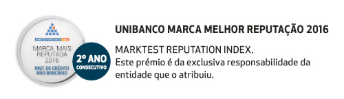 Unibanco Marca Melhor Reputação 2015 | Marktest Reputation Index. Este prémio é da exclusiva responsabilidade da entidade que o atribuiu.