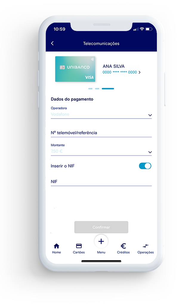 APP UNIBANCO Pagamento telecomunicações