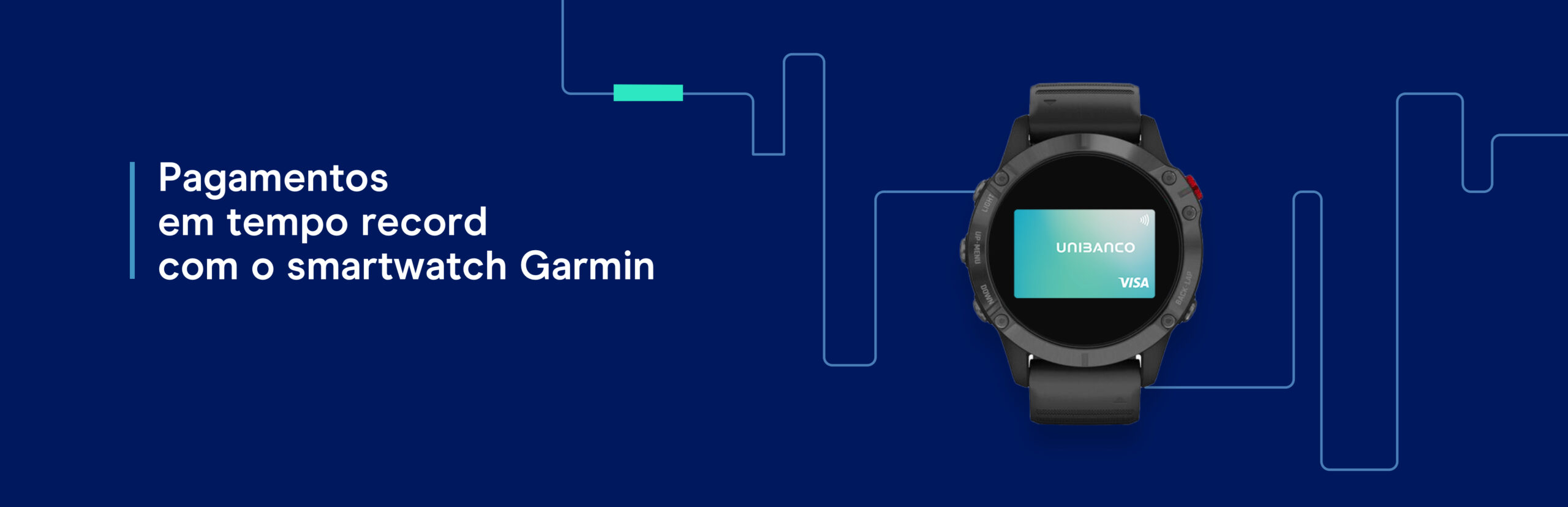 Smartwatch com cartão de crédito UNIBANCO na Wallet Garmin Pay