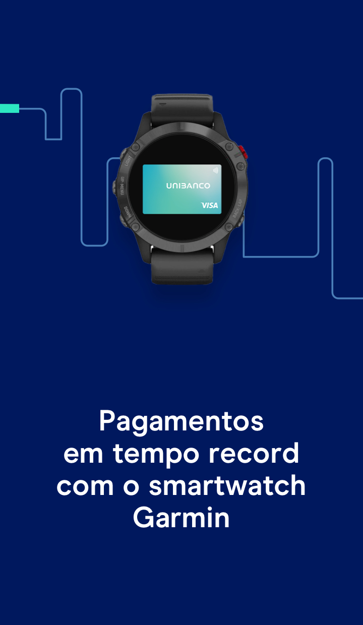 Smartwatch com cartão de crédito UNIBANCO na Wallet Garmin Pay