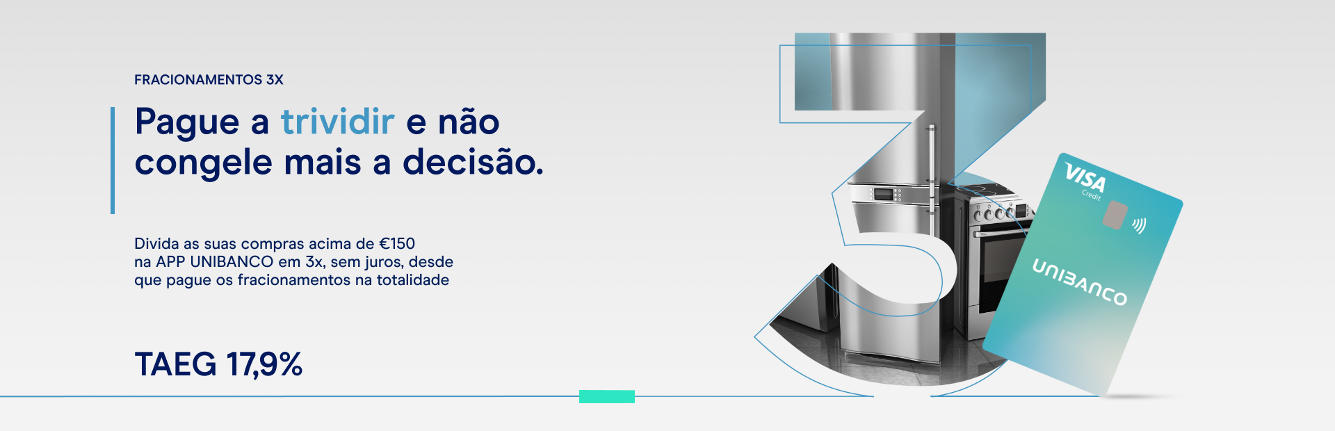 Cartão de crédito Unibanco fracionamento em 3 vezes sem juros