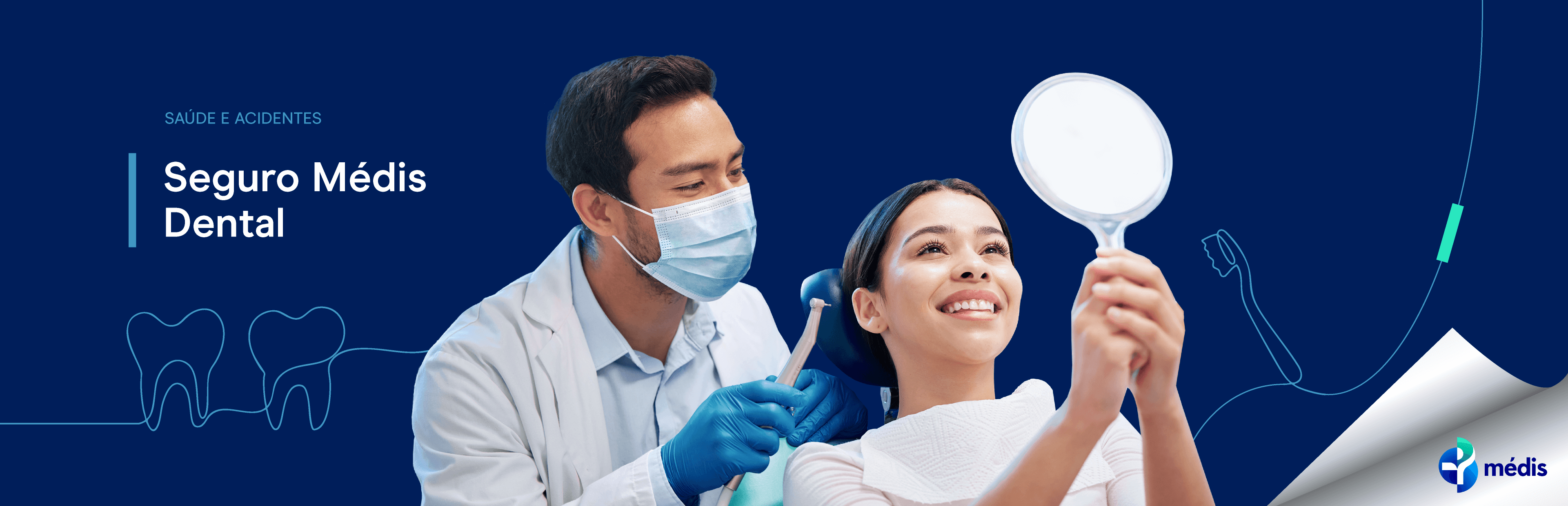 Médico dentista com paciênte ilustrando uma consulta ao contratar o seguro médis dental do Unibanco